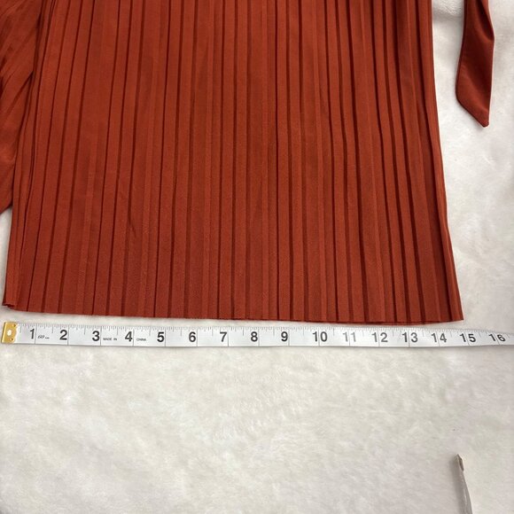 Chic Pleated Wide-Leg Rust Pants With Elastic Waist & Tie Belt Womans Size Large - Picture 5 of 6